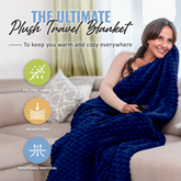 Honeycomb Packable Travel Blanket - Navy Blue